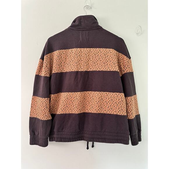 Simply Southern Sweatshirt Womens XXL Leopard Print Stripes Quarter Zip Sweater - Picture 8 of 11